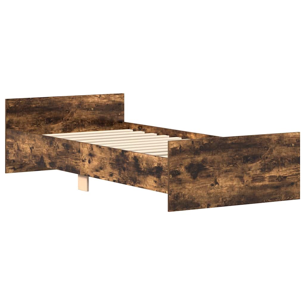 Bed Frame without Mattress Smoked Oak 90x190 cm Single Engineered Wood