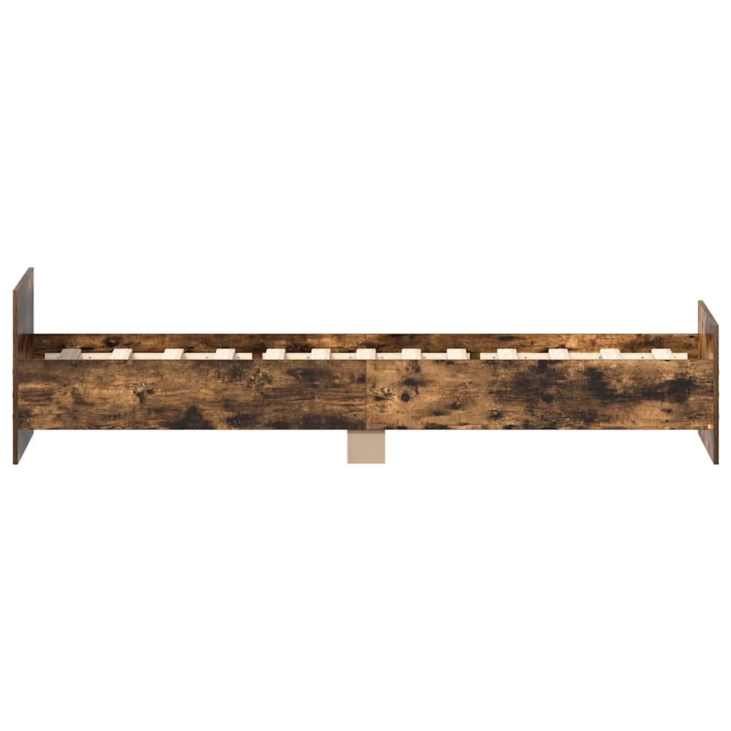 Bed Frame without Mattress Smoked Oak 90x190 cm Single Engineered Wood