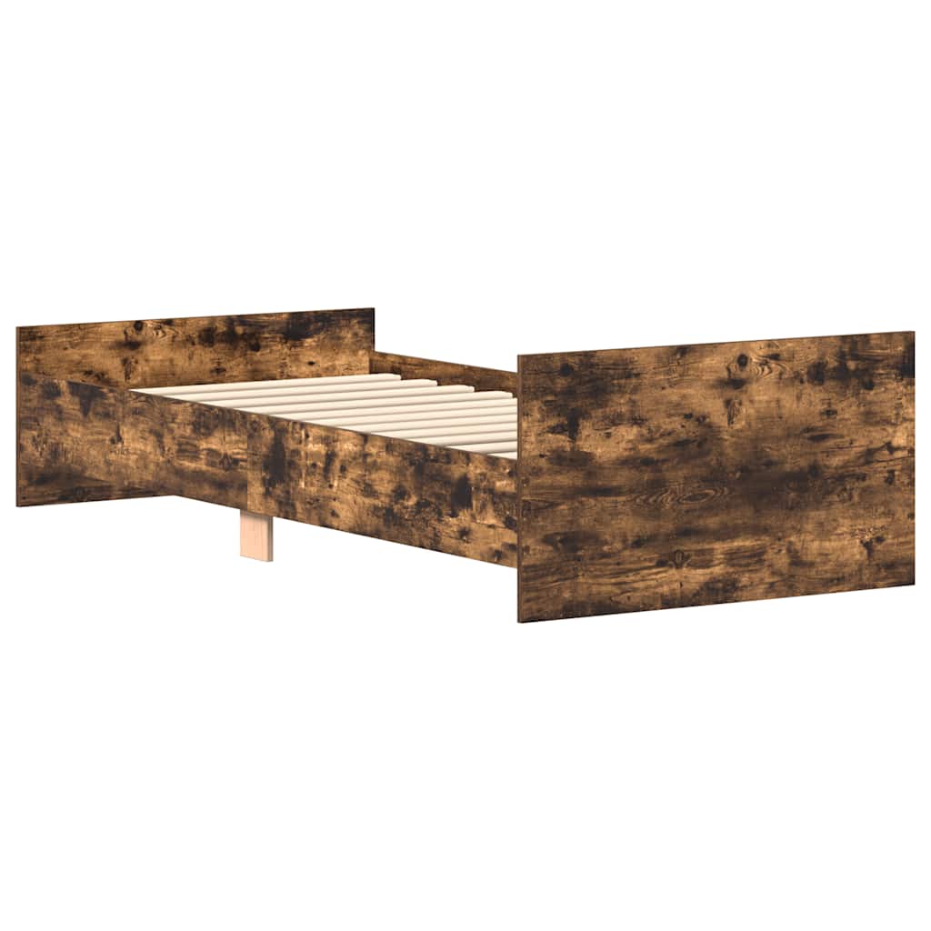 Bed Frame without Mattress Smoked Oak 90x190 cm Single Engineered Wood