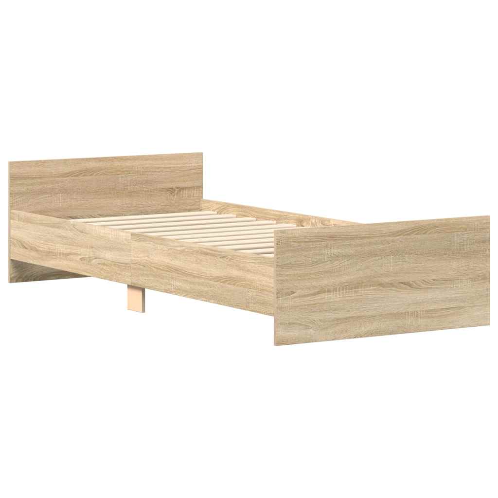 Bed Frame without Mattress Sonoma Oak 75x190 cm Small Single  Engineered Wood