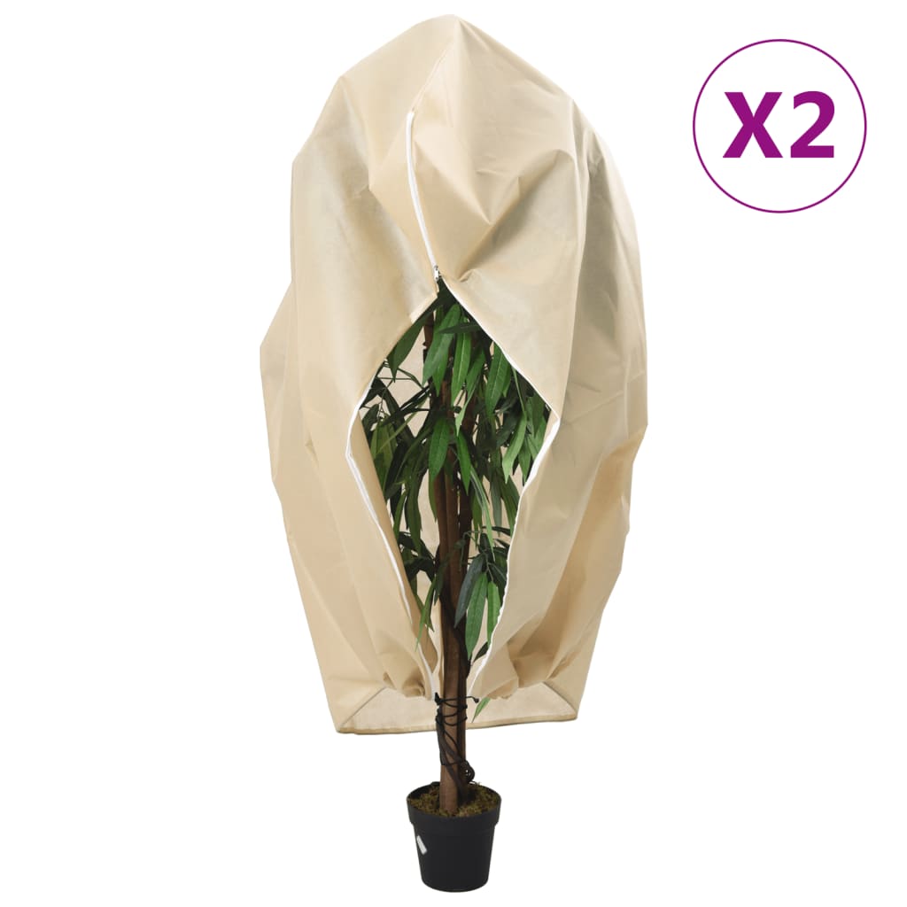 Plant Fleece Covers with Zip 2 pcs 70 g/m² 1.2x1.8 m