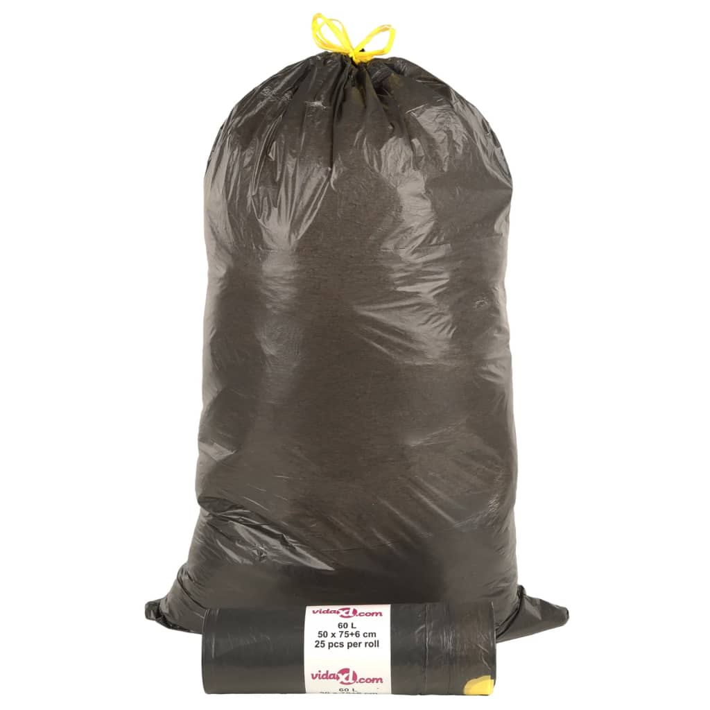 Bin Bags with Drawstrings 250 pcs Black 60 L