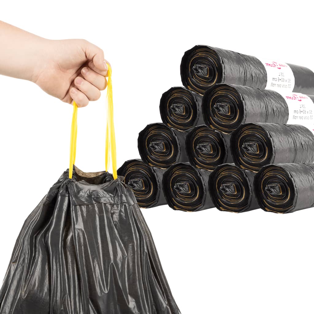 Bin Bags with Drawstrings 250 pcs Black 120 L
