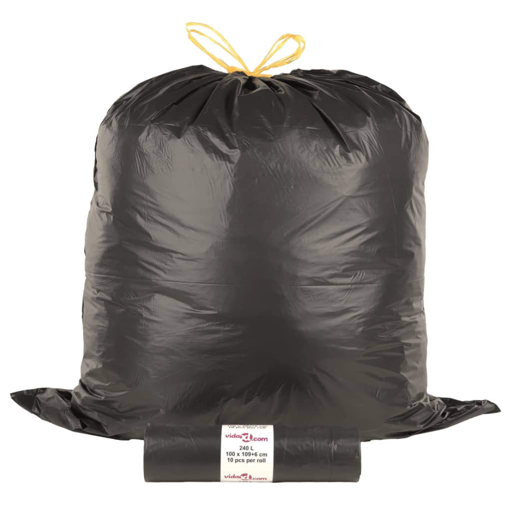 Bin Bags with Drawstrings 150 pcs Black 240 L