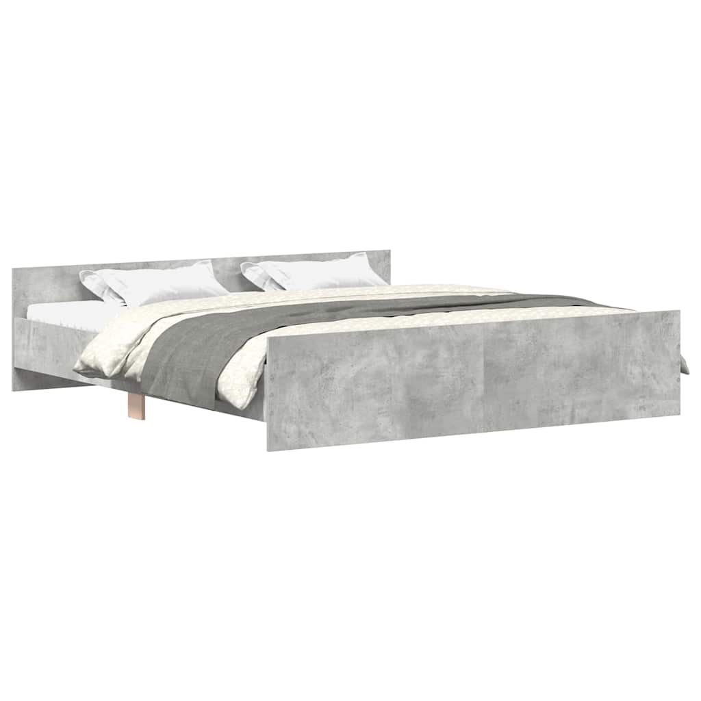 Bed Frame | Concrete Grey | Engineered Wood, Solid Pinewood, Plywood