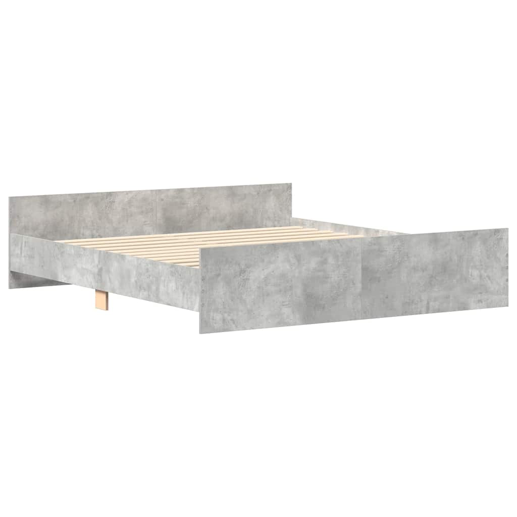 Bed Frame | Concrete Grey | Engineered Wood, Solid Pinewood, Plywood