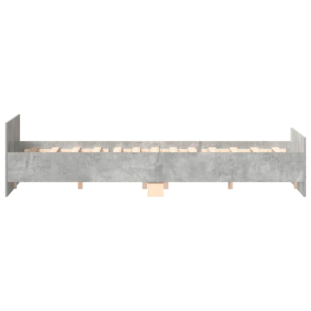 Bed Frame | Concrete Grey | Engineered Wood, Solid Pinewood, Plywood