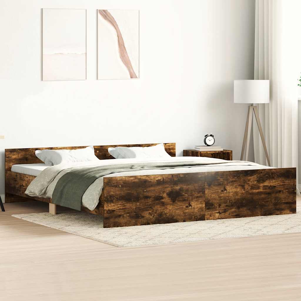 Bed Frame without Mattress Smoked Oak 200x200 cm