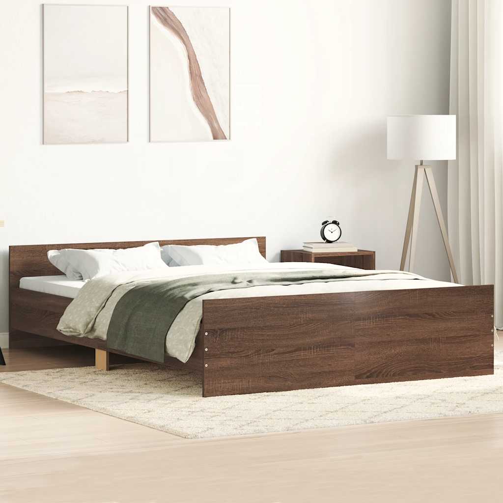 Bed Frame without Mattress Brown Oak 120x200 cm