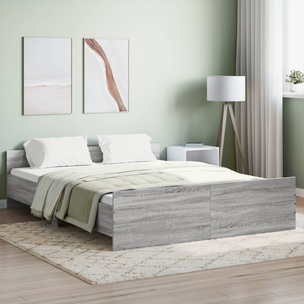 vidaXL Bed Frame without Mattress Grey Sonoma 140x200 cm