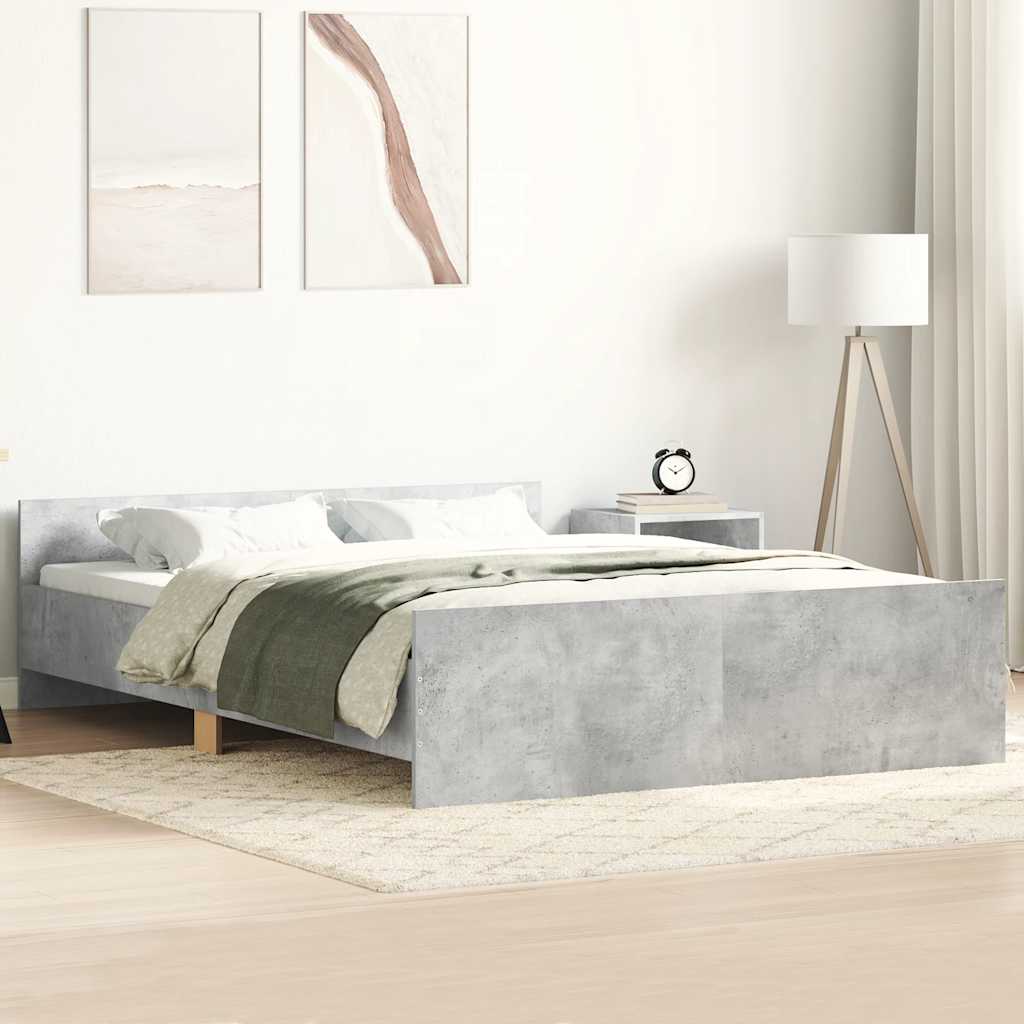 Bed Frame without Mattress Concrete Grey 150x200 cm King Size