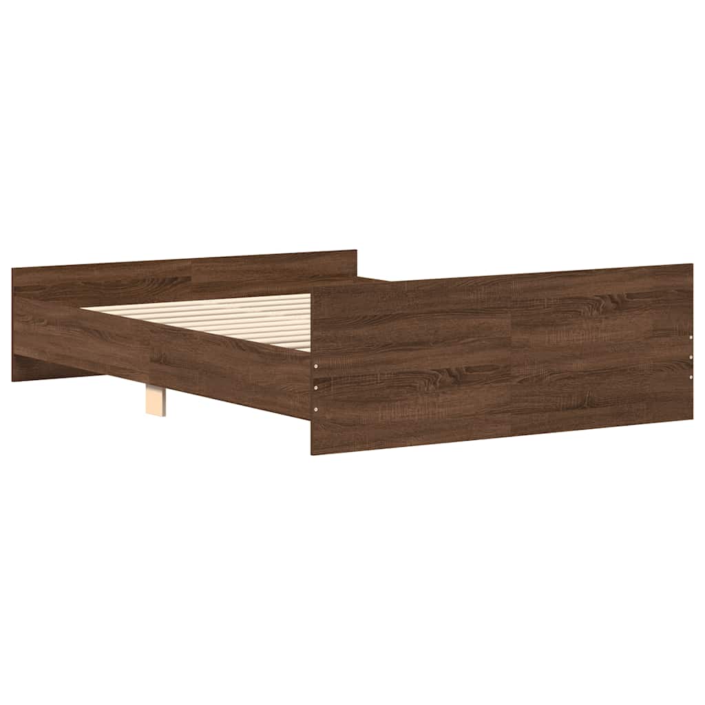 Bed Frame without Mattress Brown Oak 150x200 cm King Size