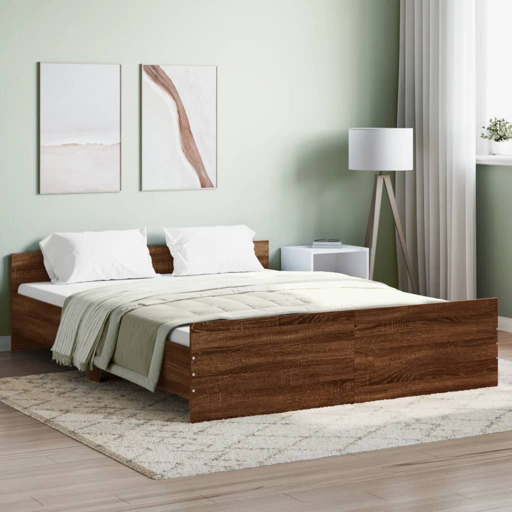 vidaXL Bed Frame without Mattress Brown Oak 160x200 cm