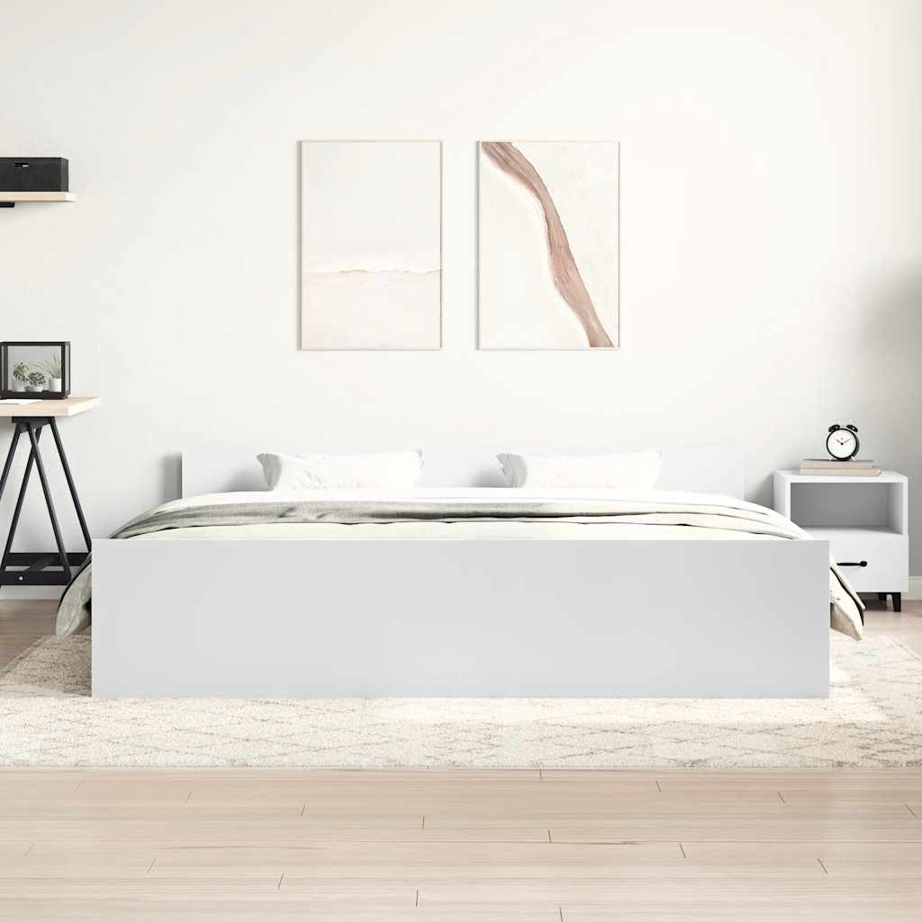 Bed Frame without Mattress White 180x200 cm Super King