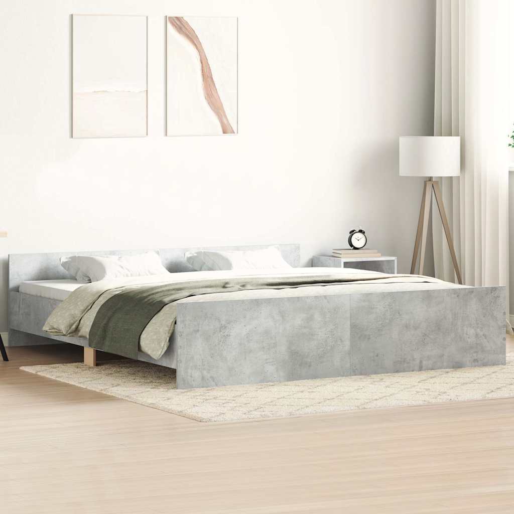 Bed Frame without Mattress Concrete Grey 180x200 cm Super King