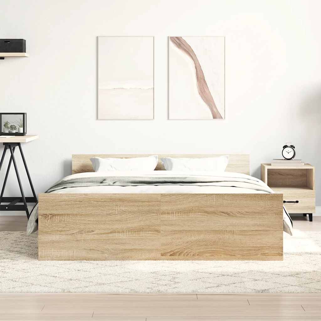 Bed Frame without Mattress Concrete Grey 120x190 cm Small Double