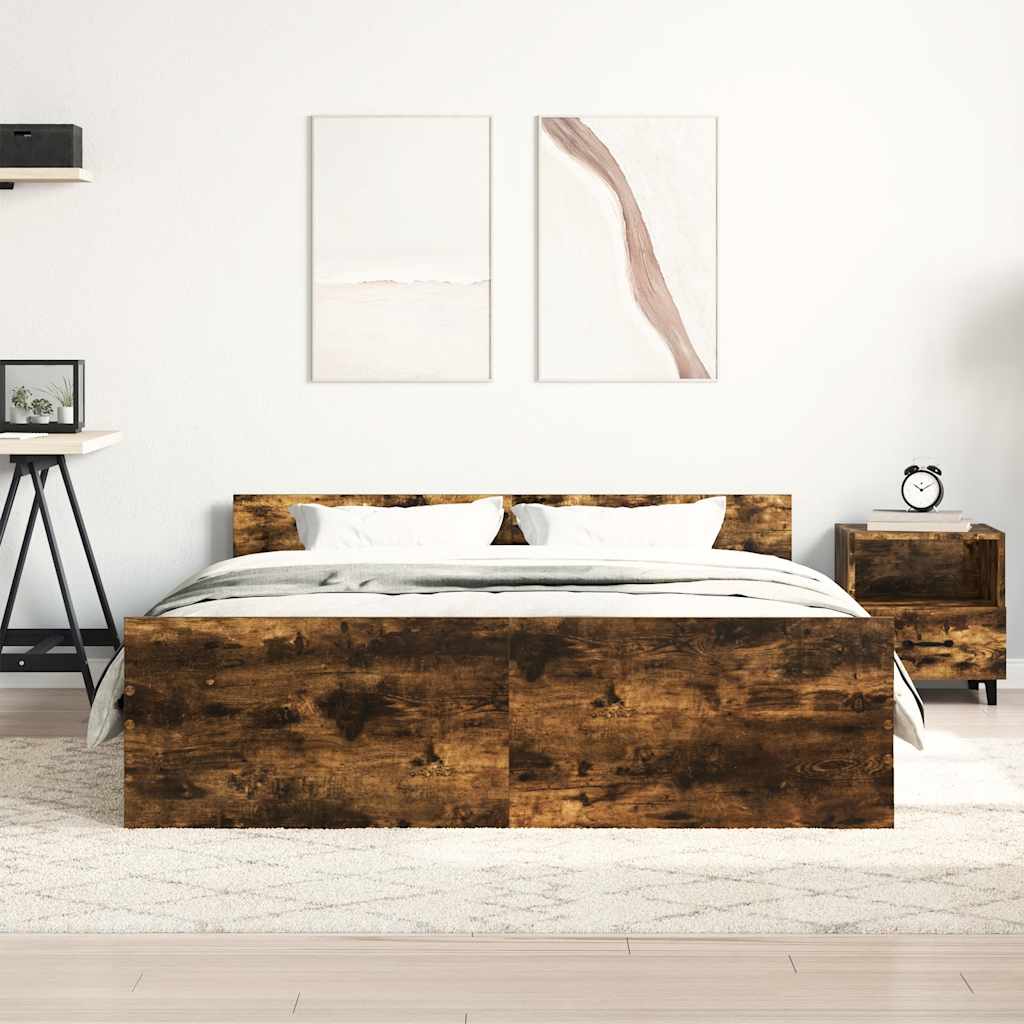 Bed Frame without Mattress Smoked Oak 120x190 cm Small Double