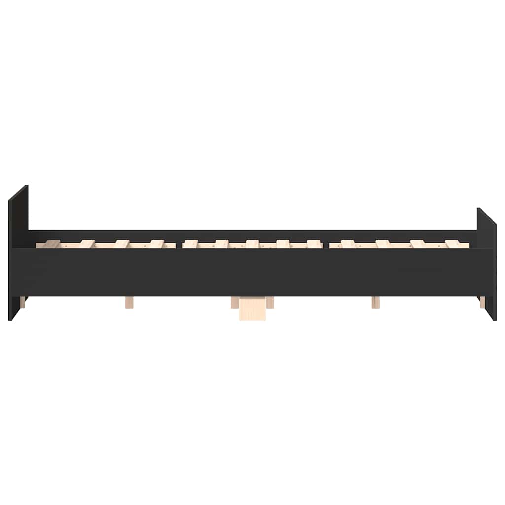 Bed Frame | Black | Engineered wood, solid pinewood, plywood | Double