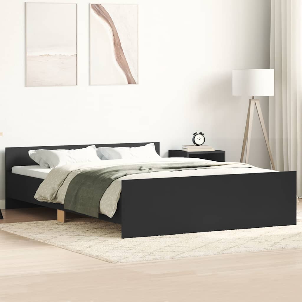 Bed Frame | Black | Engineered wood, solid pinewood, plywood | Double