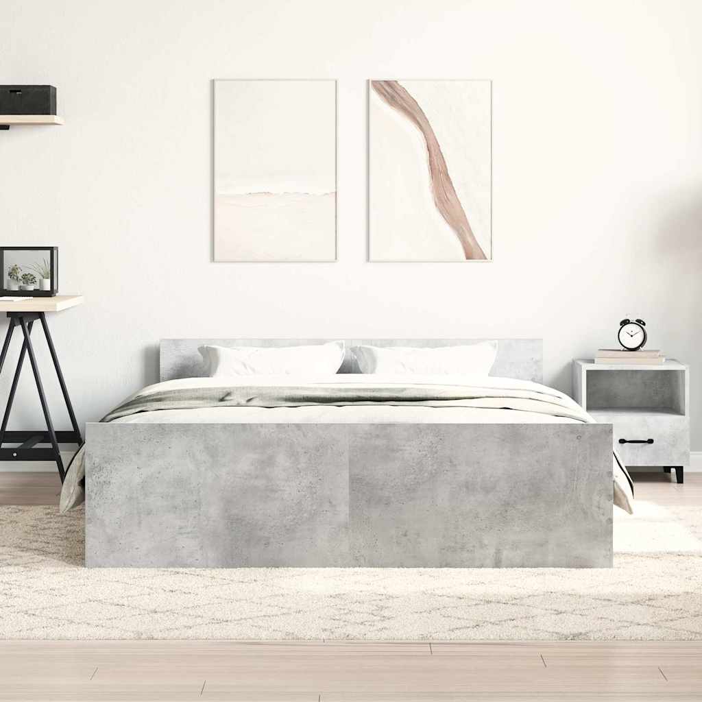 Bed Frame without Mattress Concrete Grey 140x190 cm