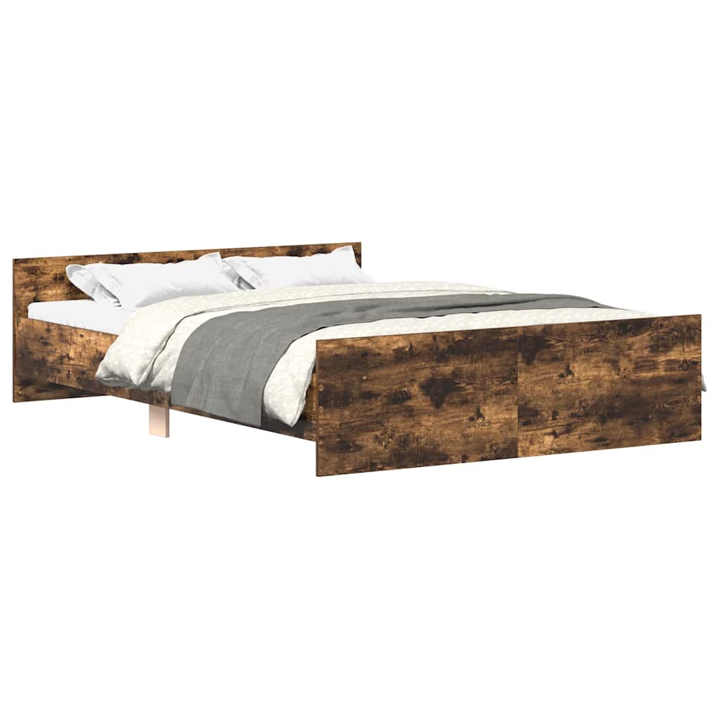 Bed Frame without Mattress Smoked Oak 135x190 cm Double