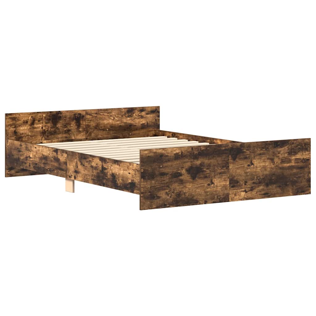 Bed Frame without Mattress Smoked Oak 135x190 cm Double