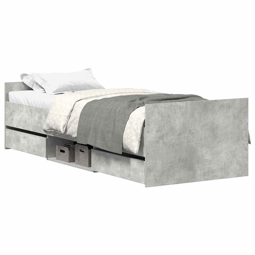 Bed Frame without Mattress Concrete Grey 100x200 cm