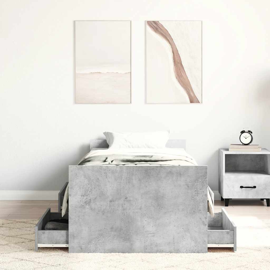 Bed Frame without Mattress Concrete Grey 100x200 cm