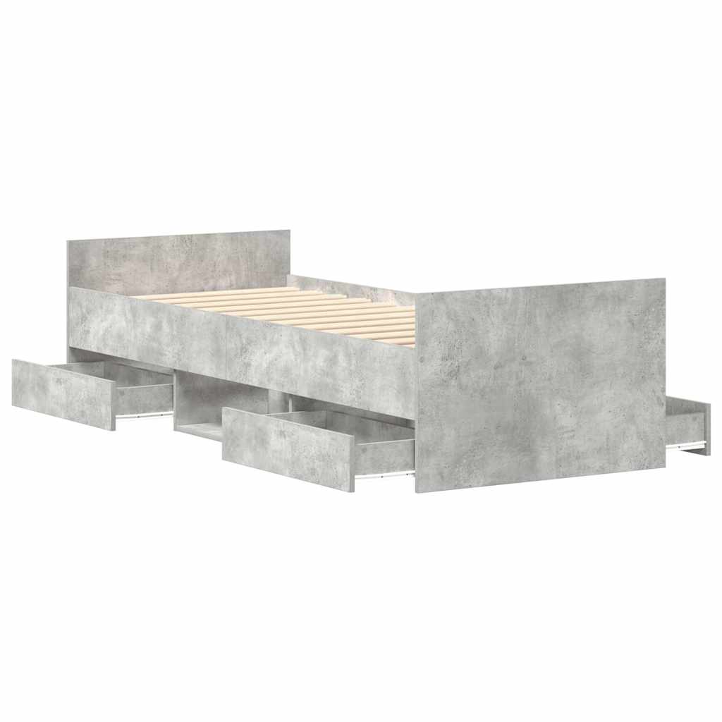 Bed Frame without Mattress Concrete Grey 100x200 cm