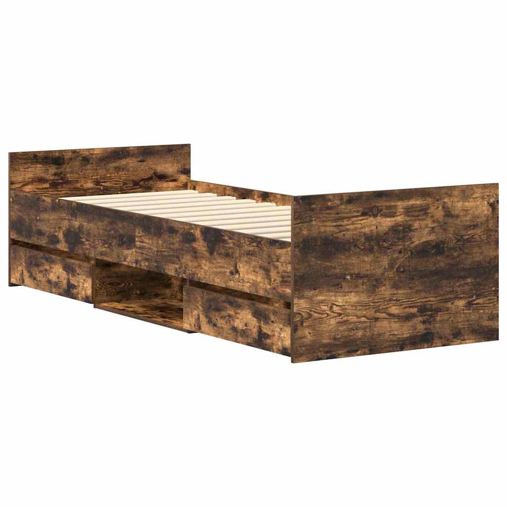 Bed Frame without Mattress Smoked Oak 100x200 cm