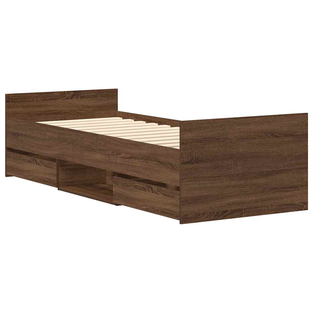 Bed Frame without Mattress Brown Oak 100x200 cm