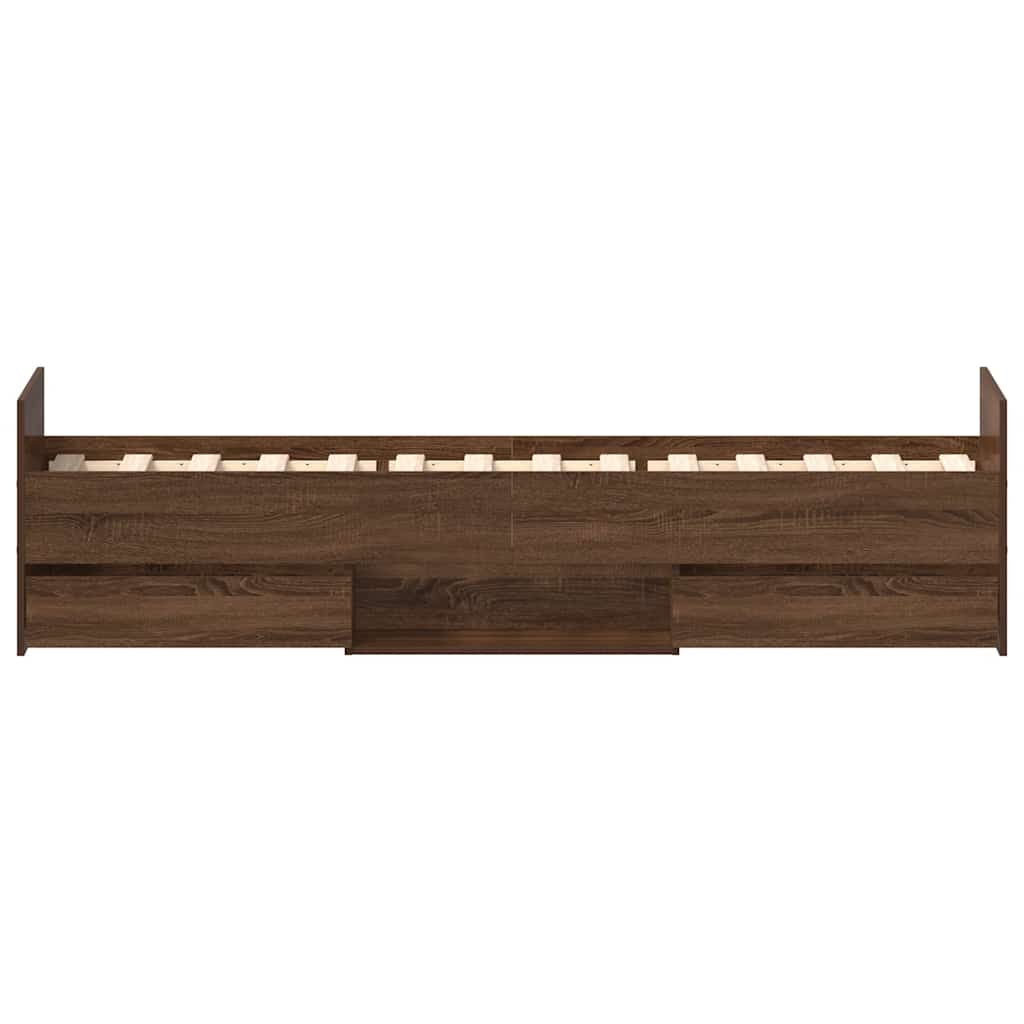 Bed Frame without Mattress Brown Oak 100x200 cm