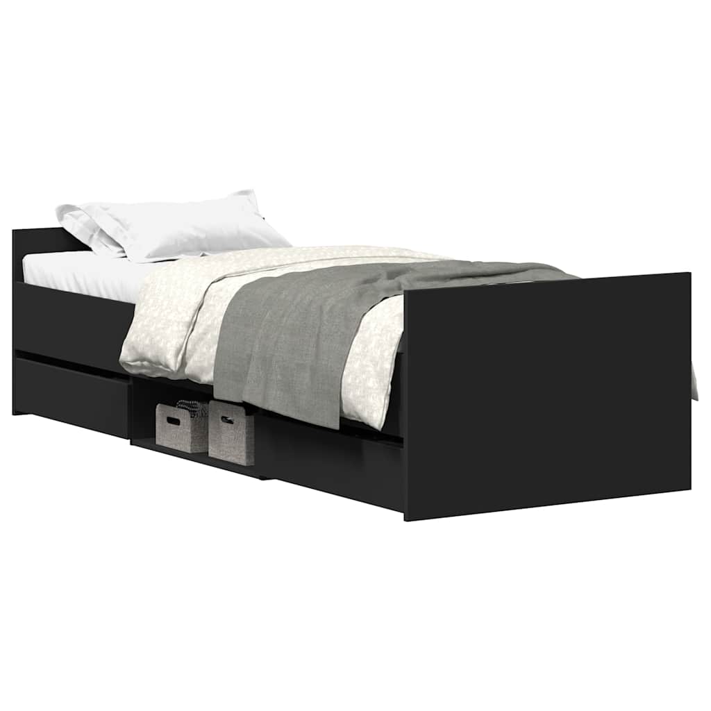 Bed Frame | Black | Engineered wood, solid pinewood, plywood | Single