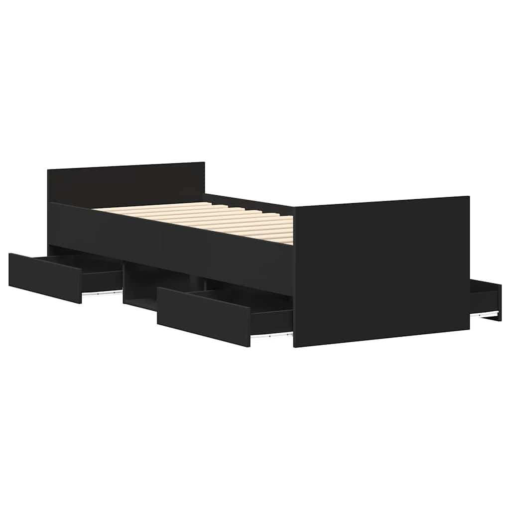 Bed Frame | Black | Engineered wood, solid pinewood, plywood | Single