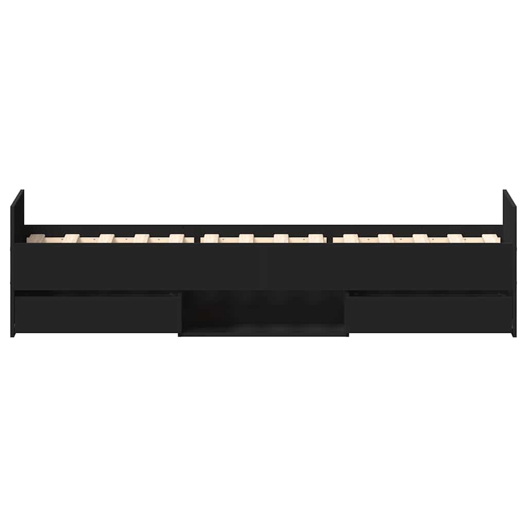 Bed Frame | Black | Engineered wood, solid pinewood, plywood | Single