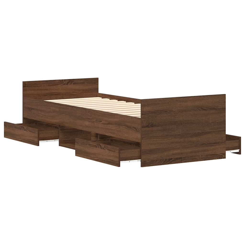 Bed Frame without Mattress Brown Oak 90x200 cm