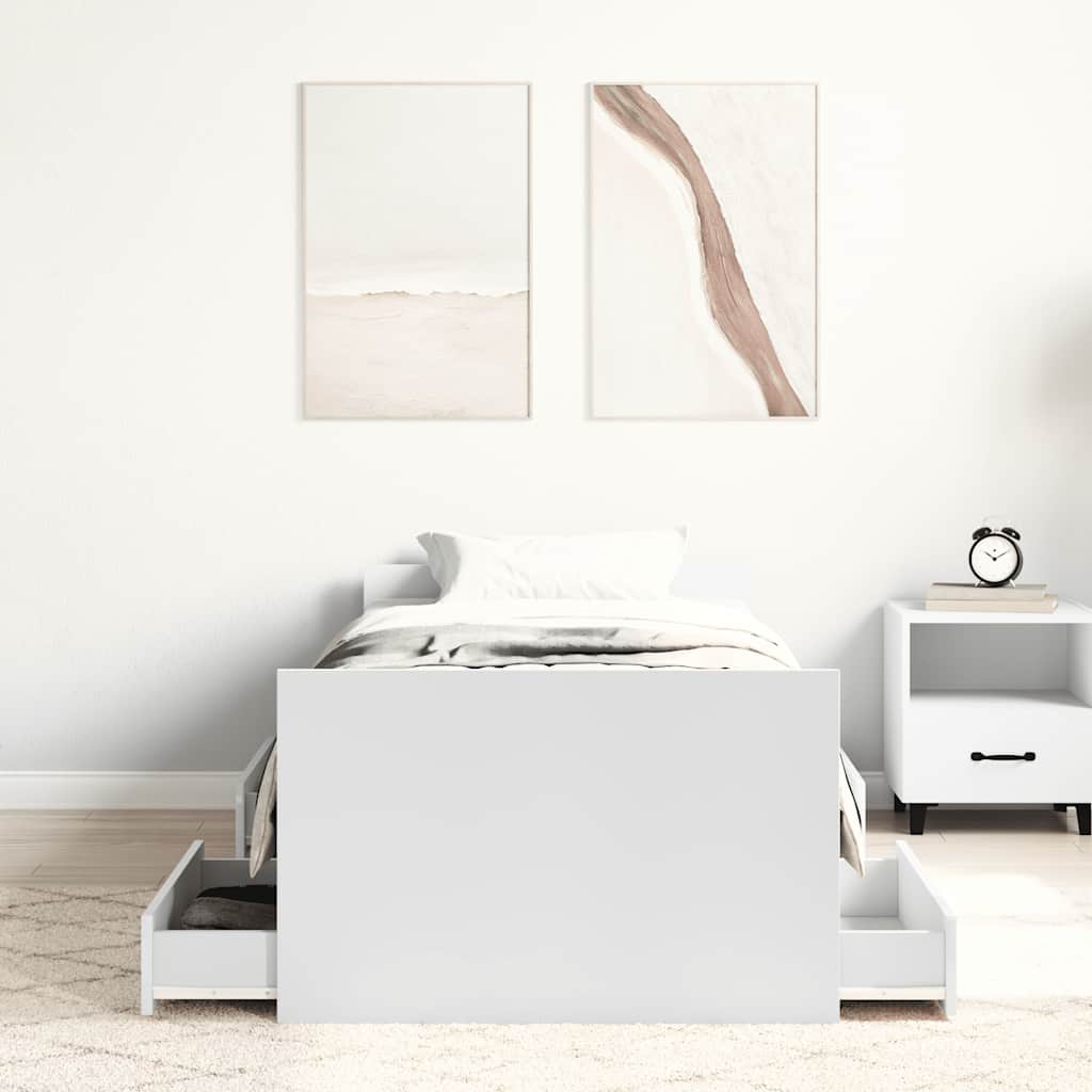 Bed Frame without Mattress White 90x190 cm Single