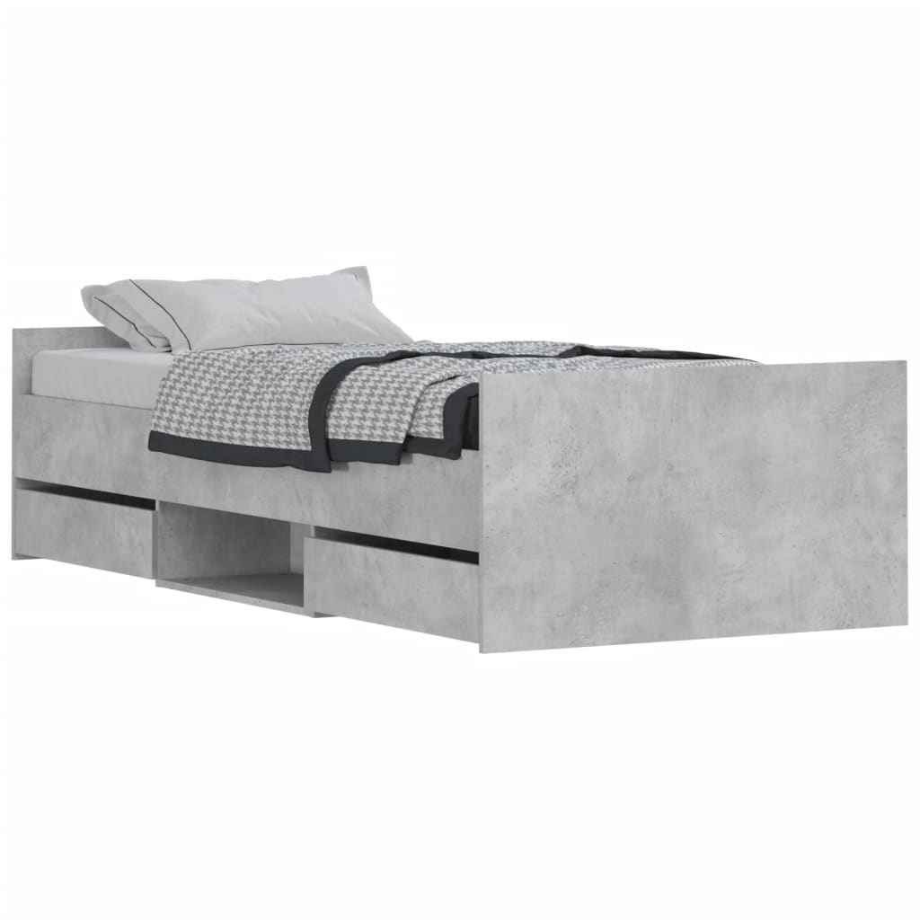 vidaXL Bed Frame without Mattress Concrete Grey 90x190 cm Single