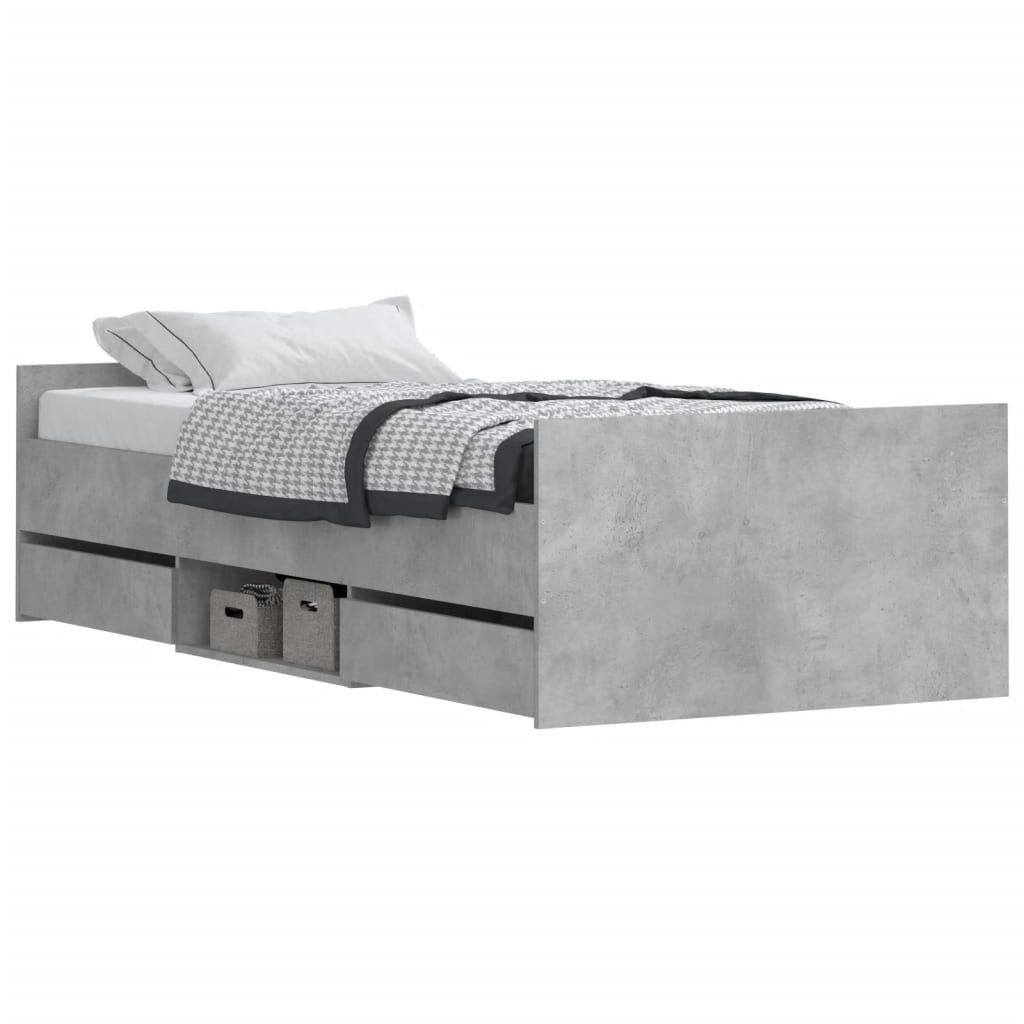 vidaXL Bed Frame without Mattress Concrete Grey 90x190 cm Single