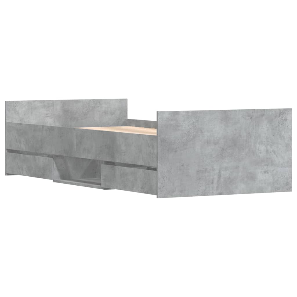 vidaXL Bed Frame without Mattress Concrete Grey 90x190 cm Single