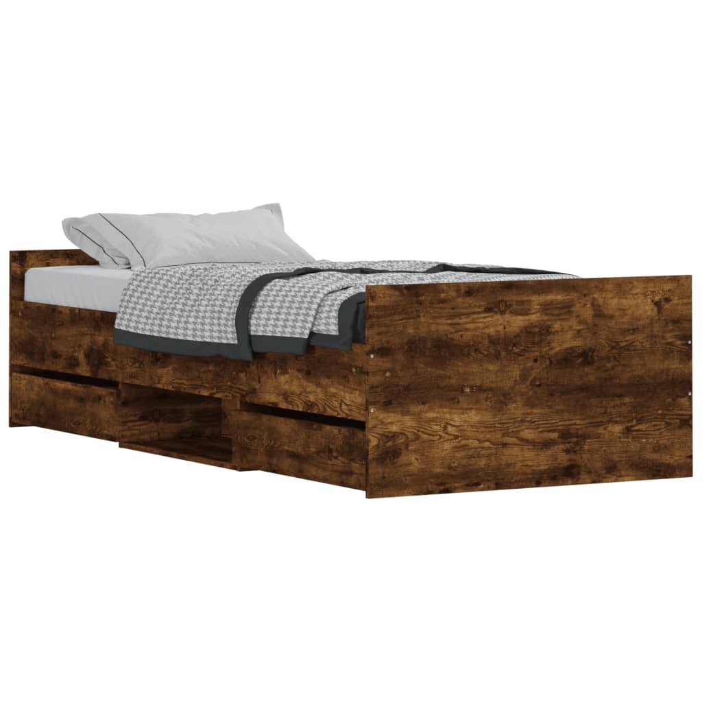 vidaXL Bed Frame without Mattress Smoked Oak 90x190 cm Single