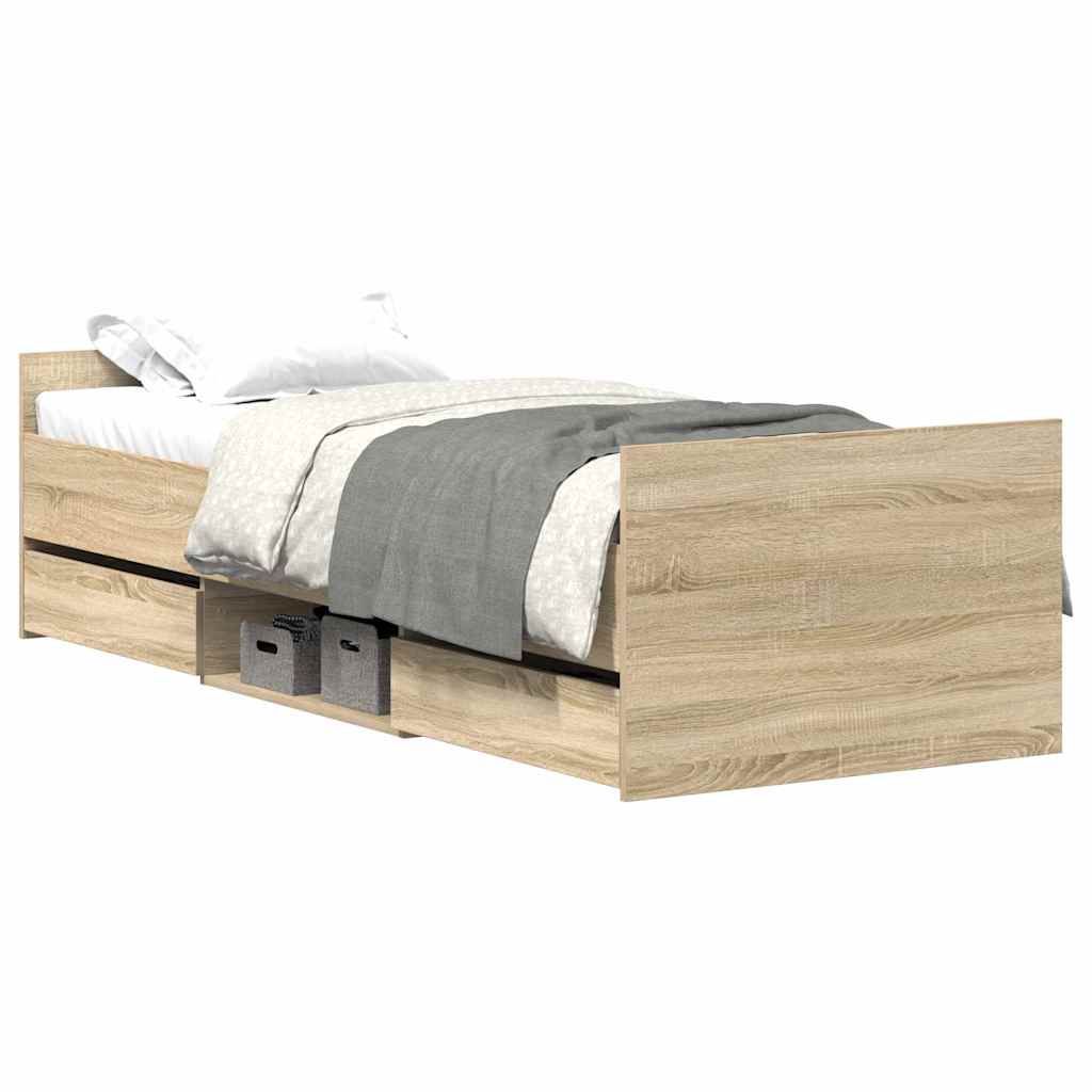 Bed Frame without Mattress Sonoma Oak 75x190 cm Small Single
