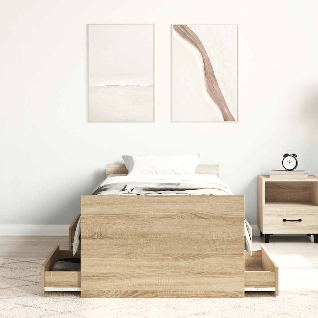 Bed Frame without Mattress Sonoma Oak 75x190 cm Small Single