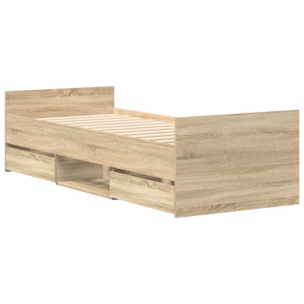 Bed Frame without Mattress Sonoma Oak 75x190 cm Small Single