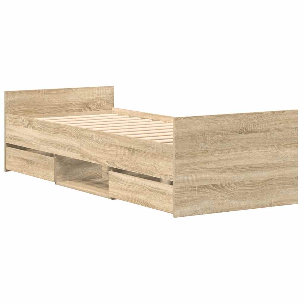 Bed Frame without Mattress Sonoma Oak 75x190 cm Small Single