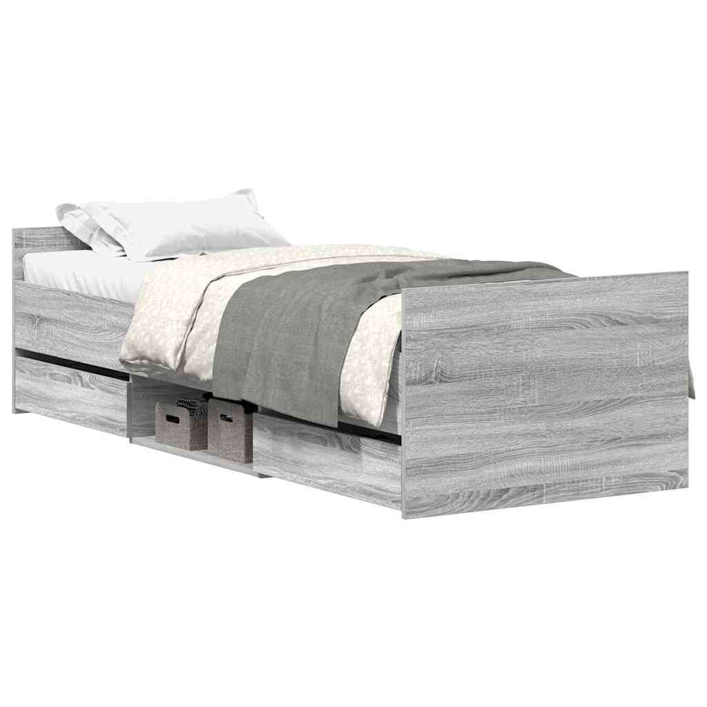 Bed Frame without Mattress Grey Sonoma 75x190 cm Small Single