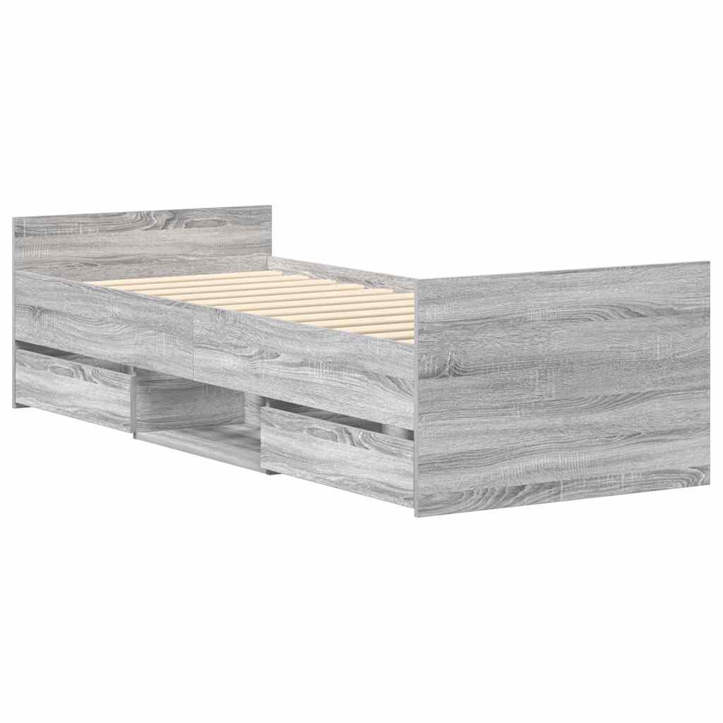Bed Frame without Mattress Grey Sonoma 75x190 cm Small Single