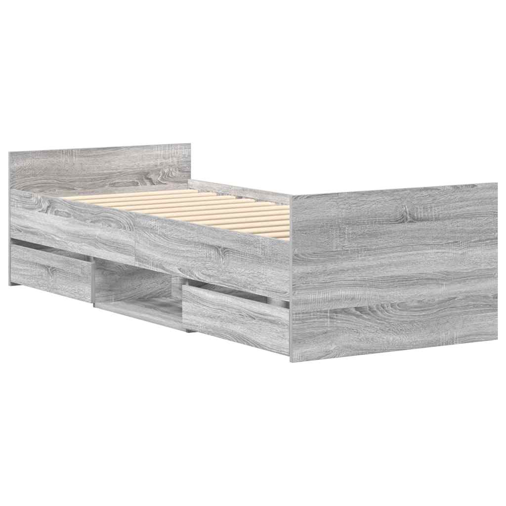 Bed Frame without Mattress Grey Sonoma 75x190 cm Small Single