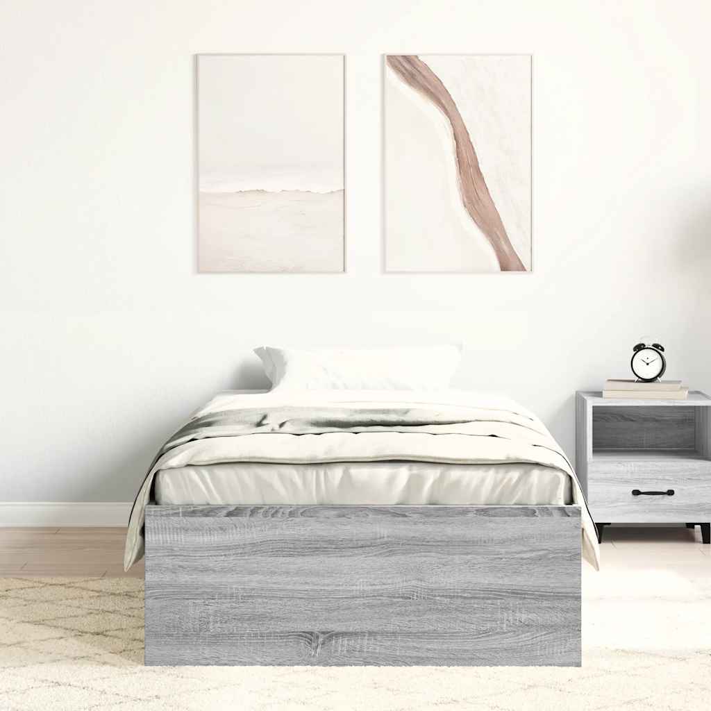Bed Frame without Mattress Grey Sonoma 90x200 cm