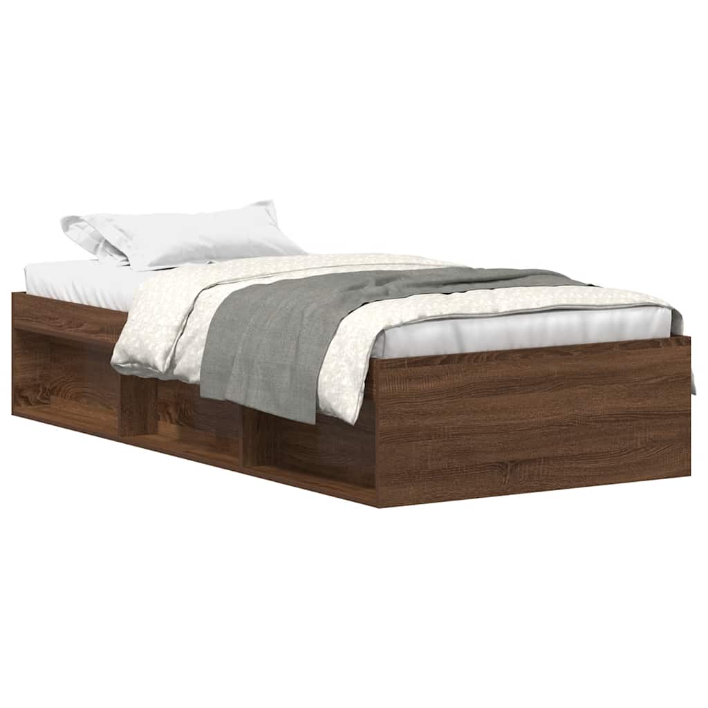 Bed Frame without Mattress Brown Oak 90x200 cm